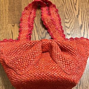 Kate Spade Orange Woven Tote Bag